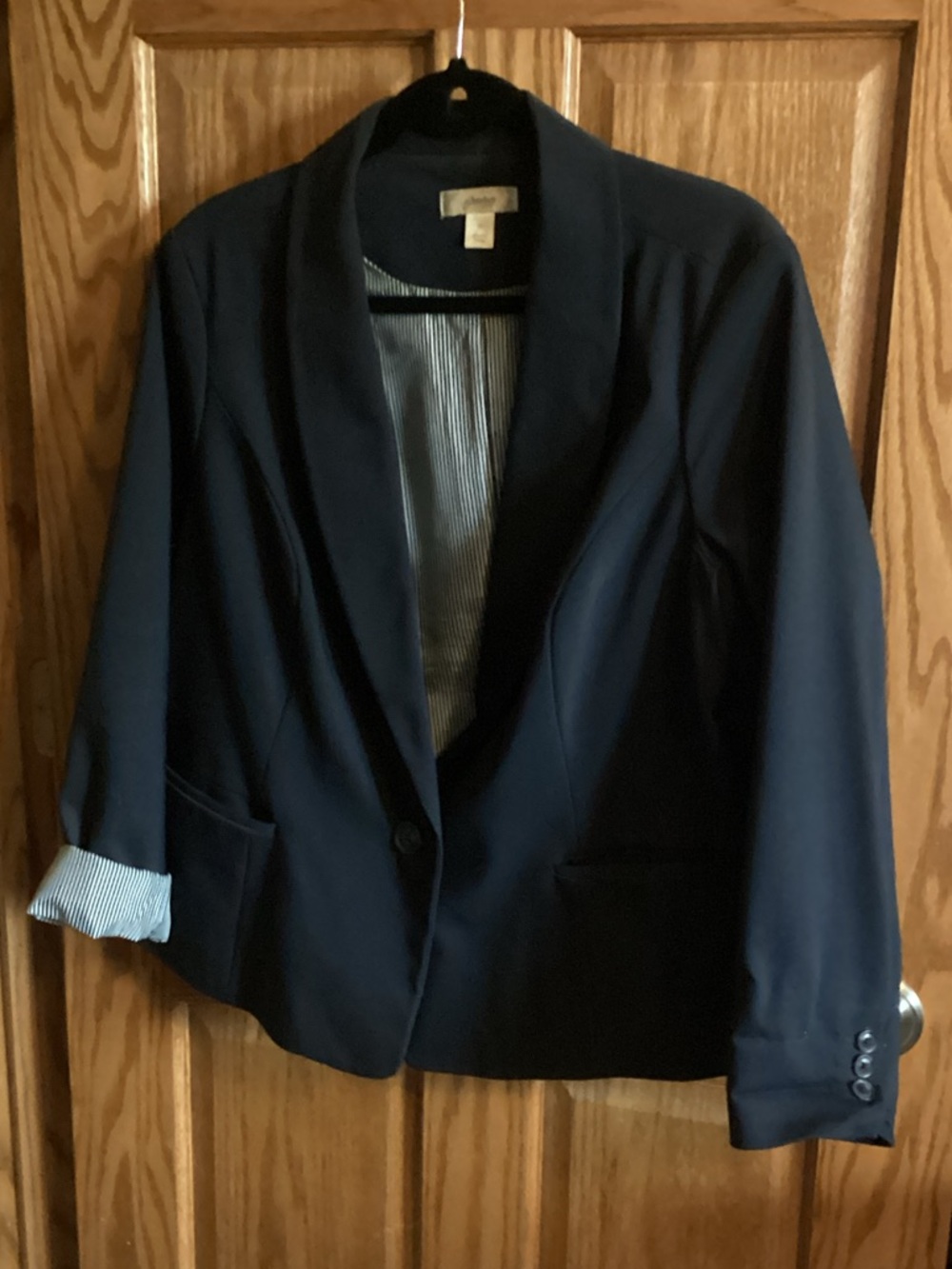 CJ Banks Navy Shawl-Collar Blazer